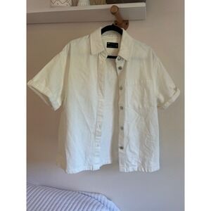 ASOS‎ Design Cream Short Sleeve Shirt Jacket Boxy Women's Size 4